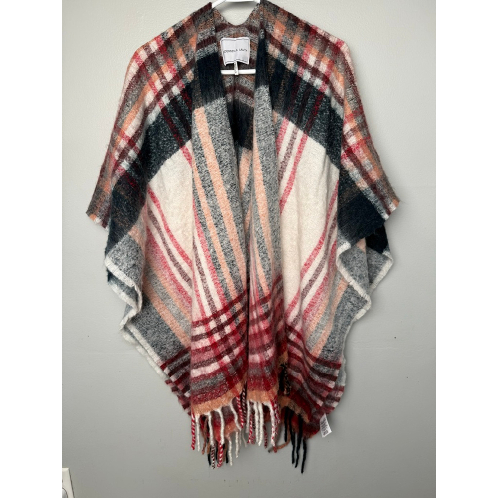 Women's ANDERSEN & LAUTH Plaid Poncho Red/Gray Size ALL